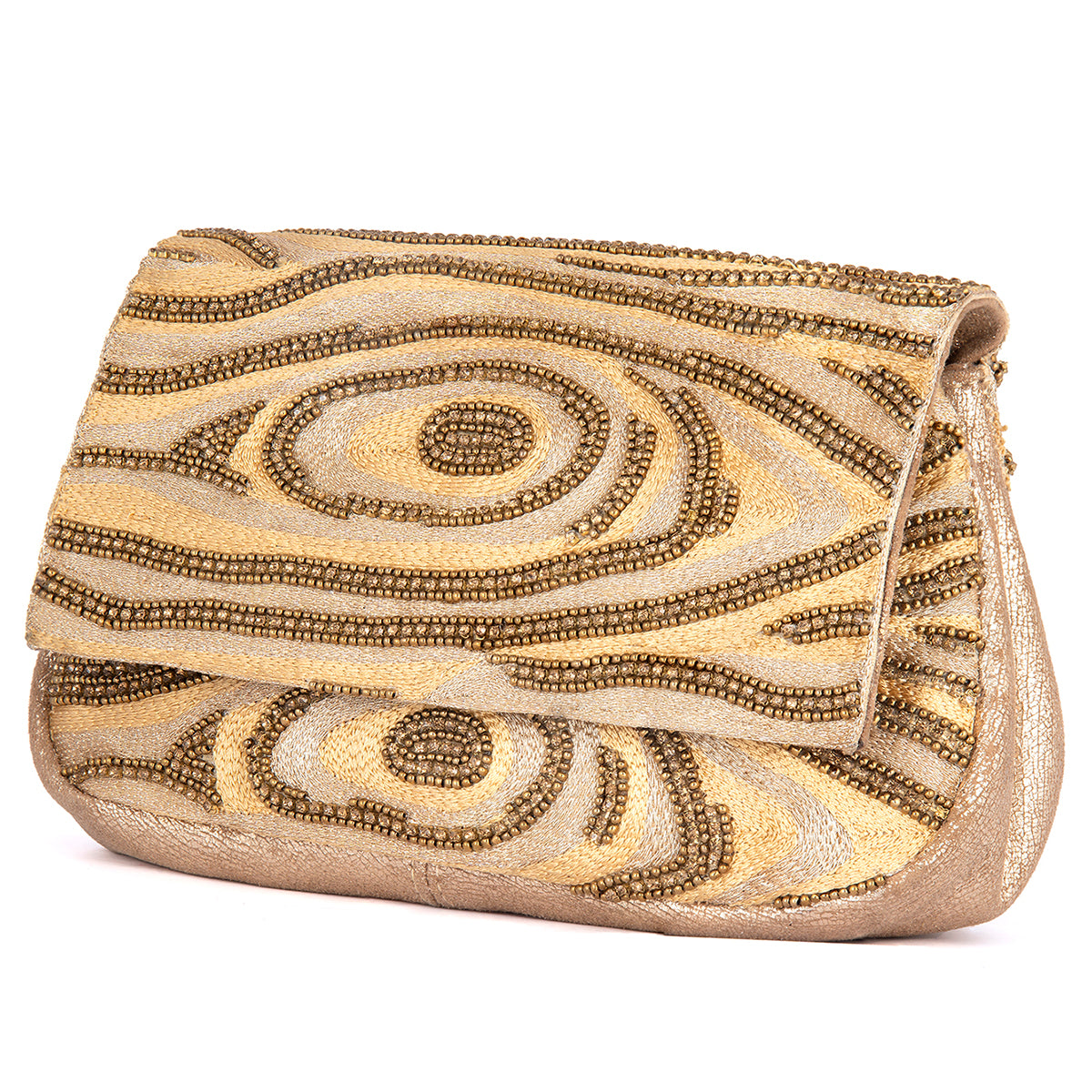 Deepa Gurnani Gold Ziggy Clutch