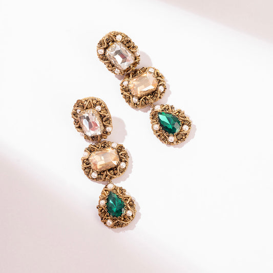 Deepa Gurnani Handmade Indu Earrings in Emerald color