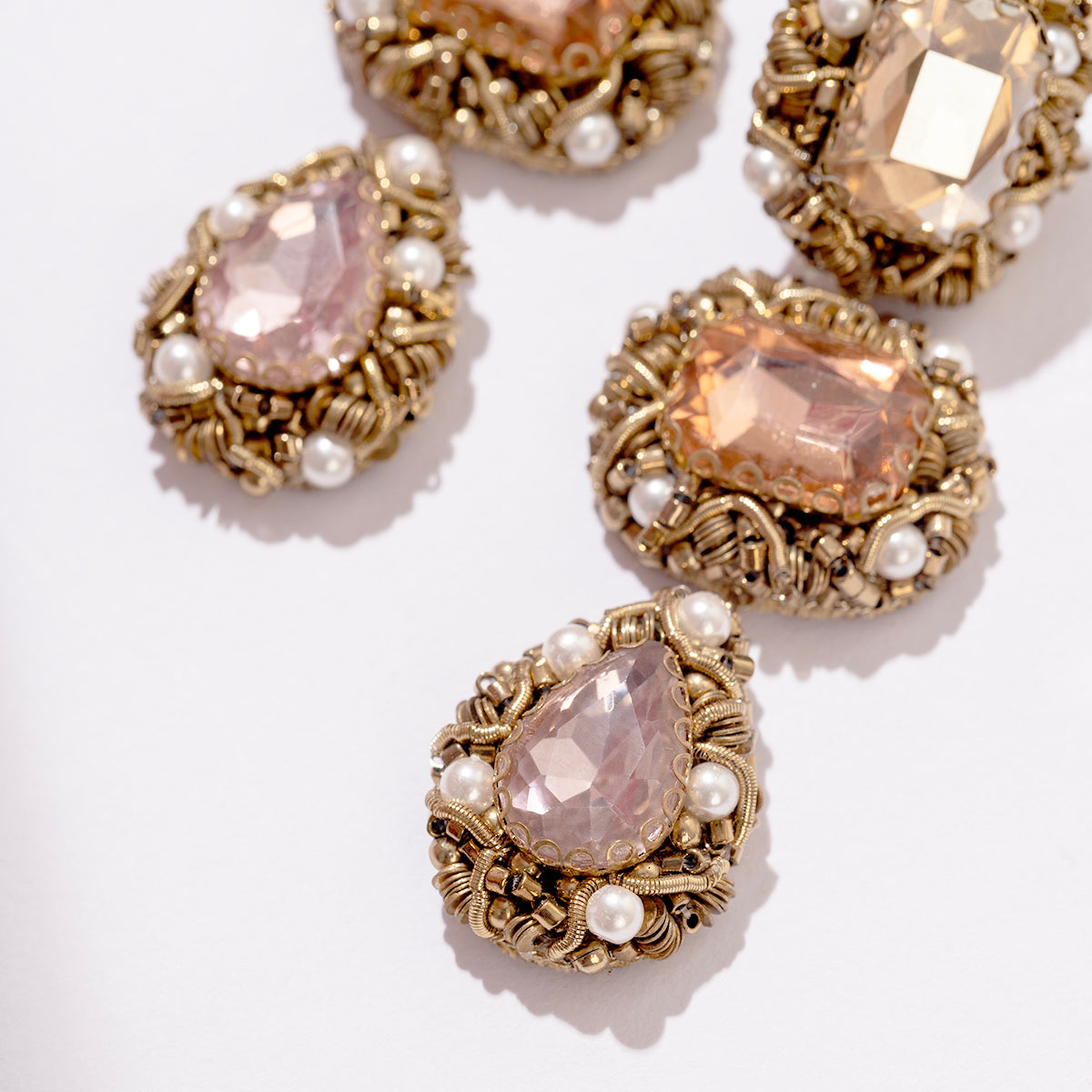 Detail of Deepa Gurnani Handmade Indu Earrings in Pastel Multi color