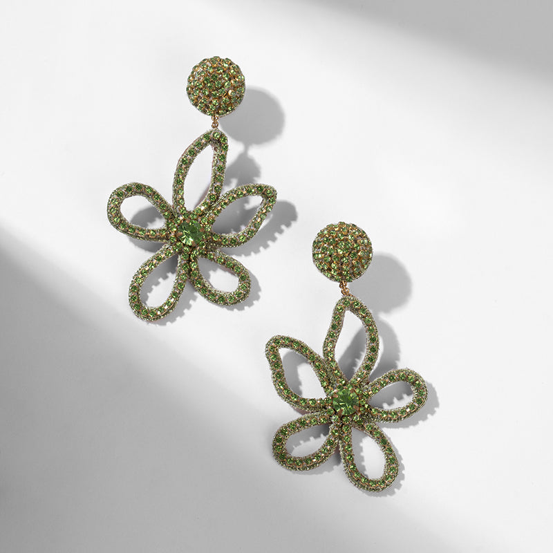 Deepa by Deepa Gurnani Handmade Fiorella Earrings In Lime Color