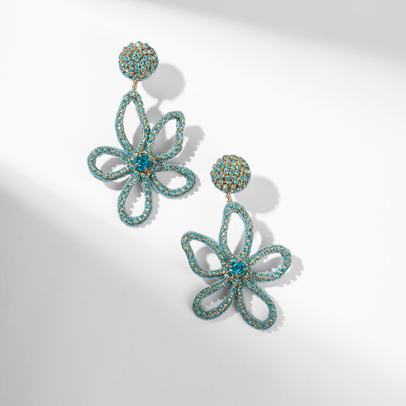 Deepa by Deepa Gurnani Handmade Fiorella Earrings In Turquoise Color