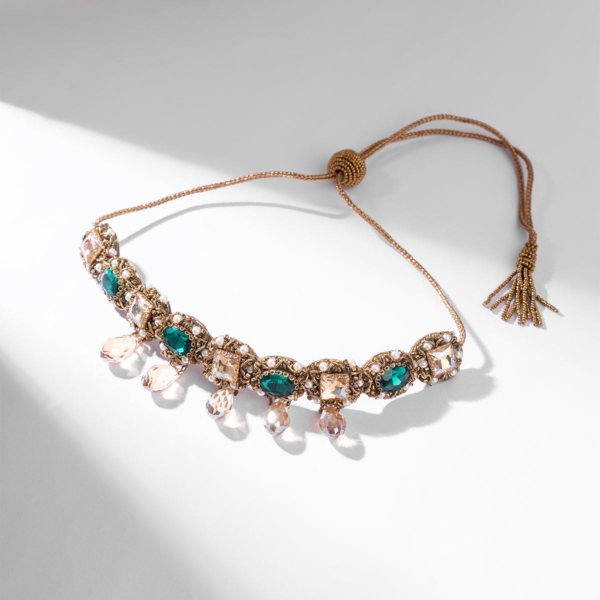 Deepa Gurnani Handmade Indu Necklace in Emerald Color
