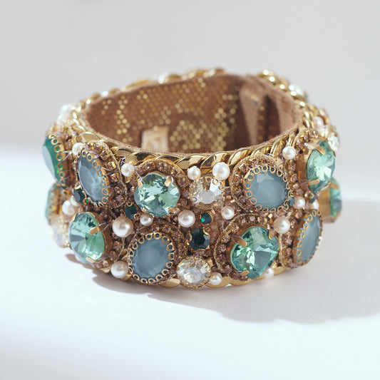 Deepa Gurnani Handmade Zevar bracelet in Emerald color