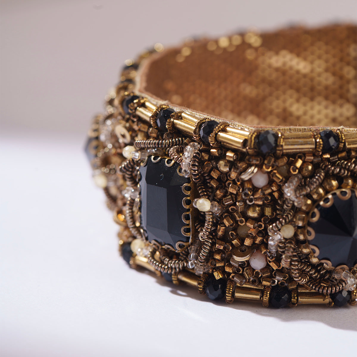 Detail of Deepa Gurnani Handmade Arnaz bracelet in Black color