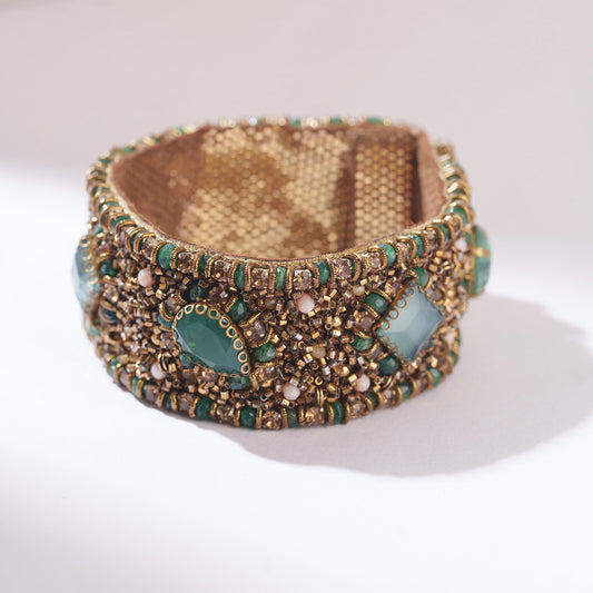 Deepa Gurnani Handmade Anika Bracelet in Emerald color
