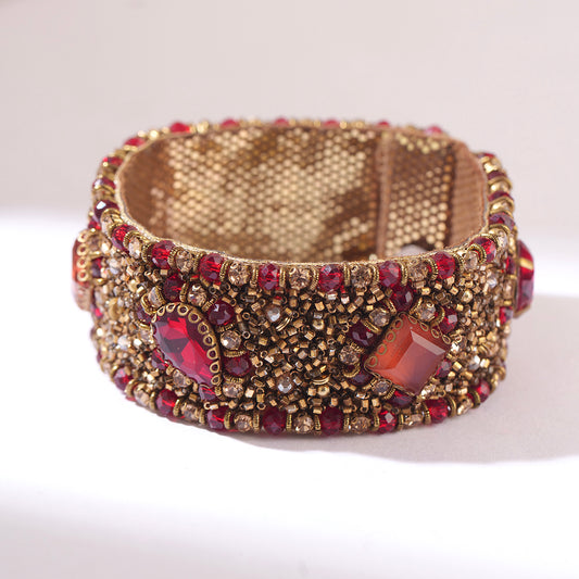 Deepa Gurnani Handmade Anika Bracelet in Ruby color