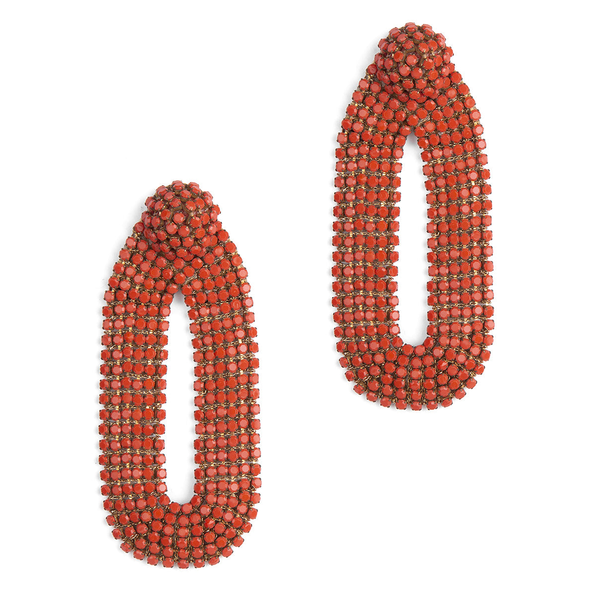 Our light weight Bianca Earrings are handmade with glass crystals in an oval drop shape.