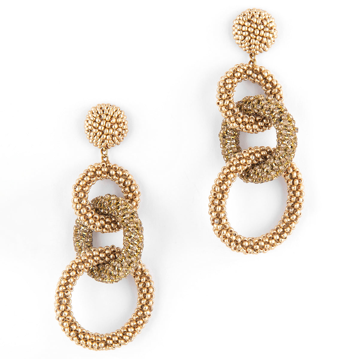 Deepa by Deepa Gurnani Hand Embroidered Sienna Earrings in Gold color