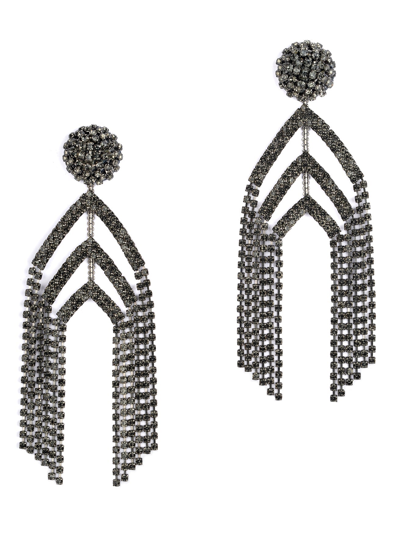 Deepa by Deepa Gurnani Handmade Corina Earrings in Gunmetal color