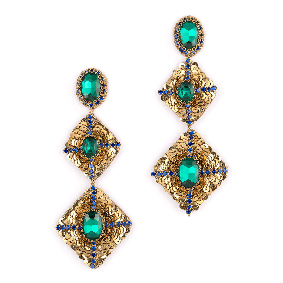 Deepa by Deepa Gurnani Handmade Julia Earrings in Emerald color