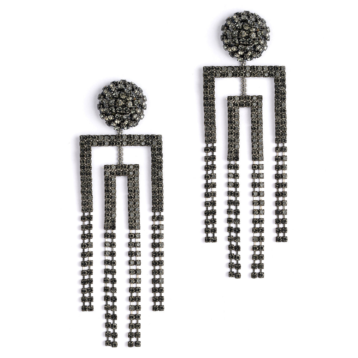 Deepa by Deepa Gurnani Handmade Arita Earrings in Gunmetal color