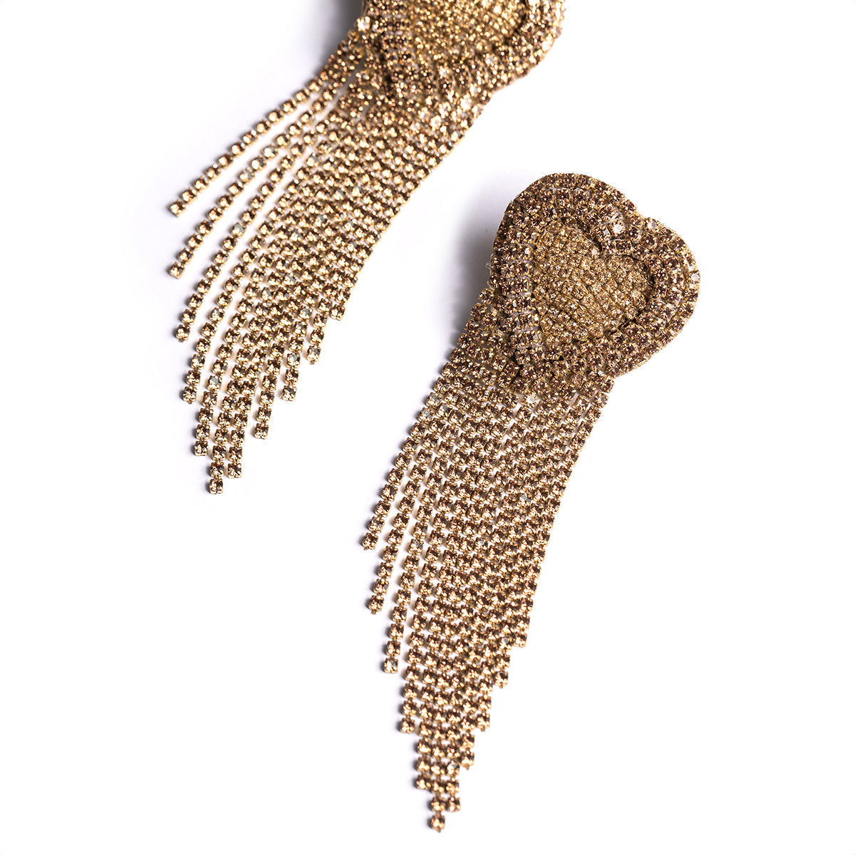 Detail of Deepa Gurnani handmade the Kaylie earrings in gold color