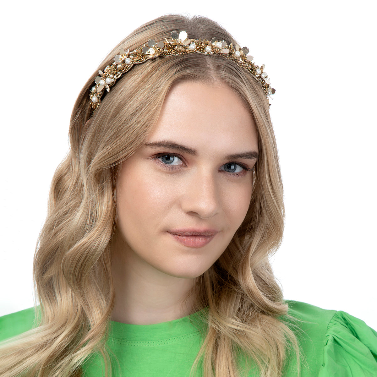 Model wearing handmade Deepa by Deepa Gurnani Everdeen Headband