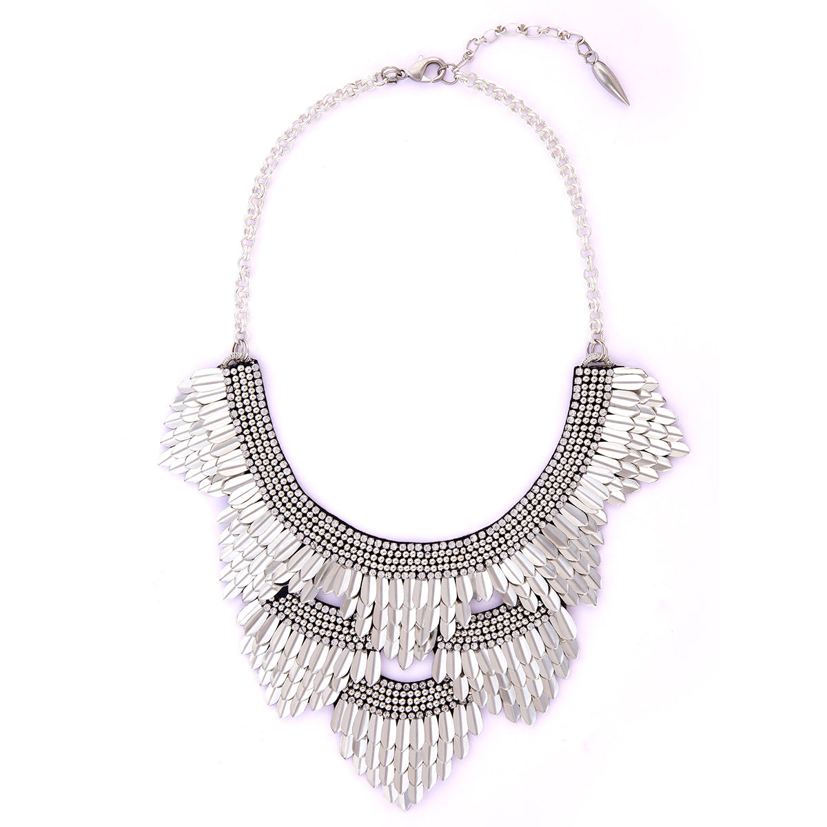 Deepa by Deepa Gurnani Handmade Samoa Necklace in Silver Color