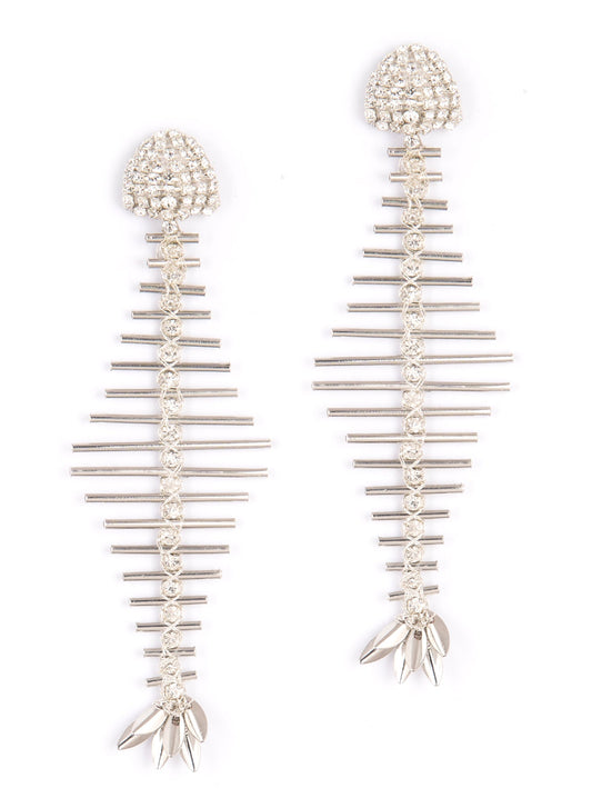 Deepa Gurnani Handmade Samak Earrings In Silver Colour