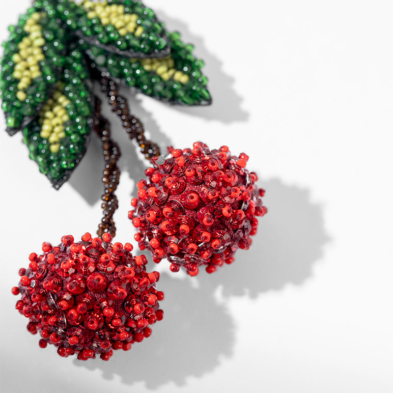 Detail of Deepa Gurnani Handmade Cherry Bag Charm