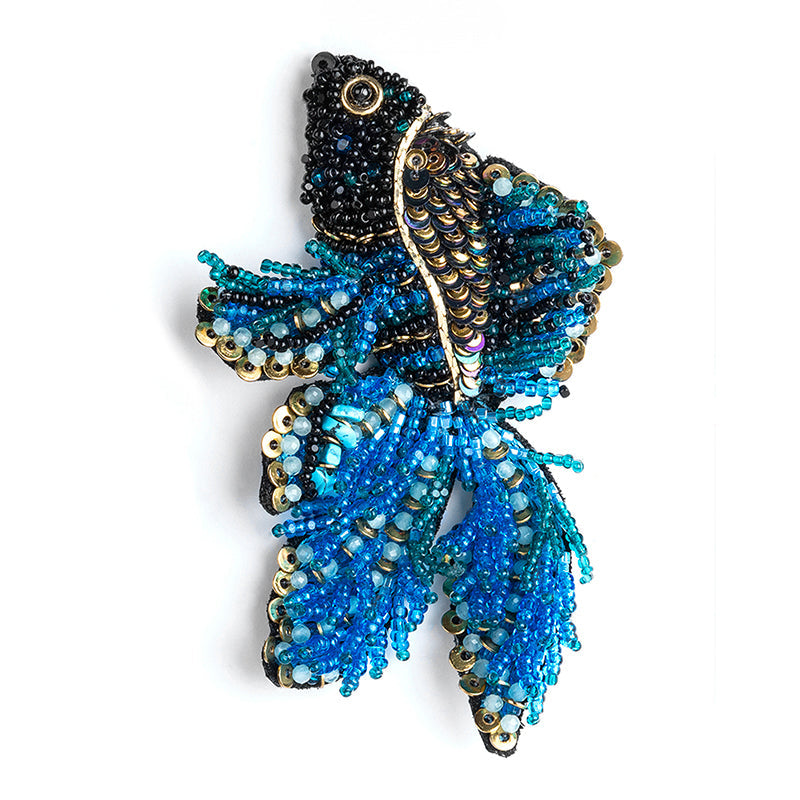 Deepa Gurnani handmade Guppy brooch in blue color