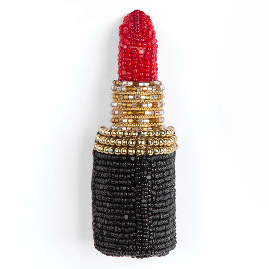 Deepa Gurnani handmade Lipstick brooch in red color