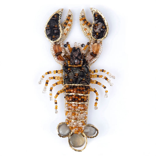 Deepa Gurnani handmade Lobster brooch in brown color