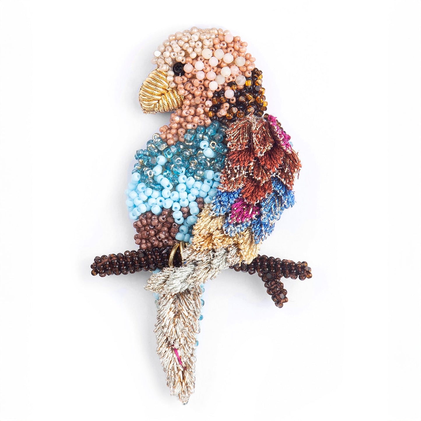 Deepa Gurnani handmade Macaw tropical brooch in multi color