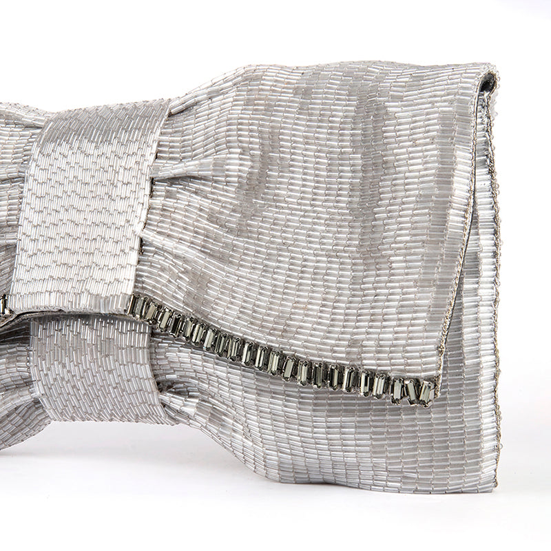 Detail Of Deepa Gurnani Aviana Clutch In Gunmetal Color