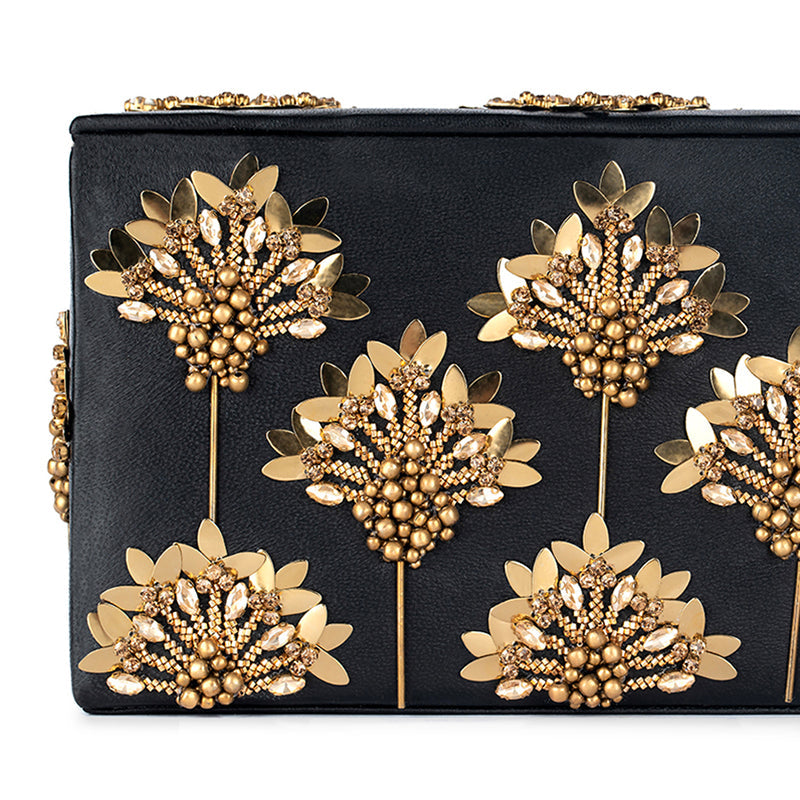 Detail Of Deepa Gurnani Edeline Clutch in Gold color