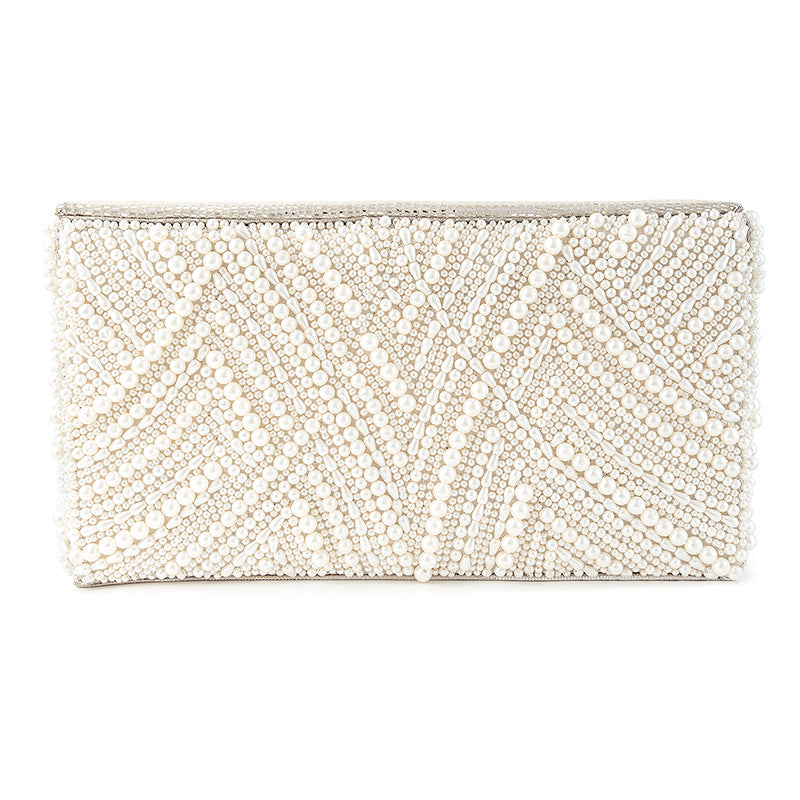 Deepa Gurnani Handmade Logan clutch in Ivory color