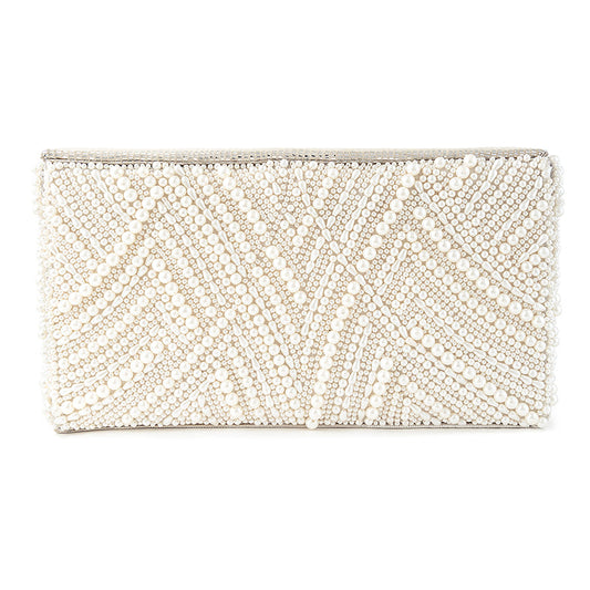 Deepa Gurnani Handmade Logan clutch in Ivory color