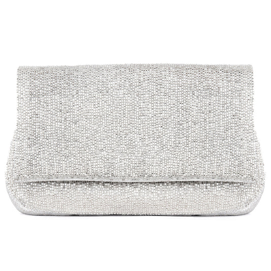 Deepa Gurnani Handmade Luann Clutch In Silver Color