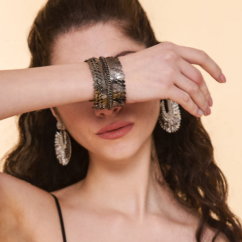 Model Wearing Deepa by Deepa Gurnani Handmade  Cuff 