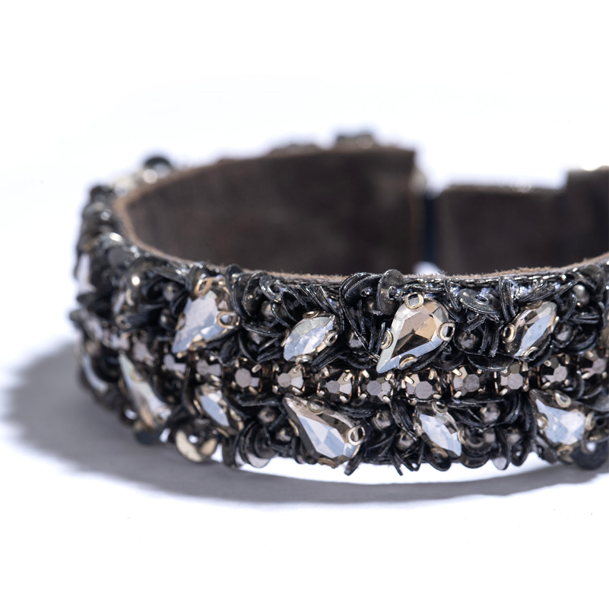 Detail of Deepa by Deepa Gurnani Handmade Ada Bracelet in Gunmetal color