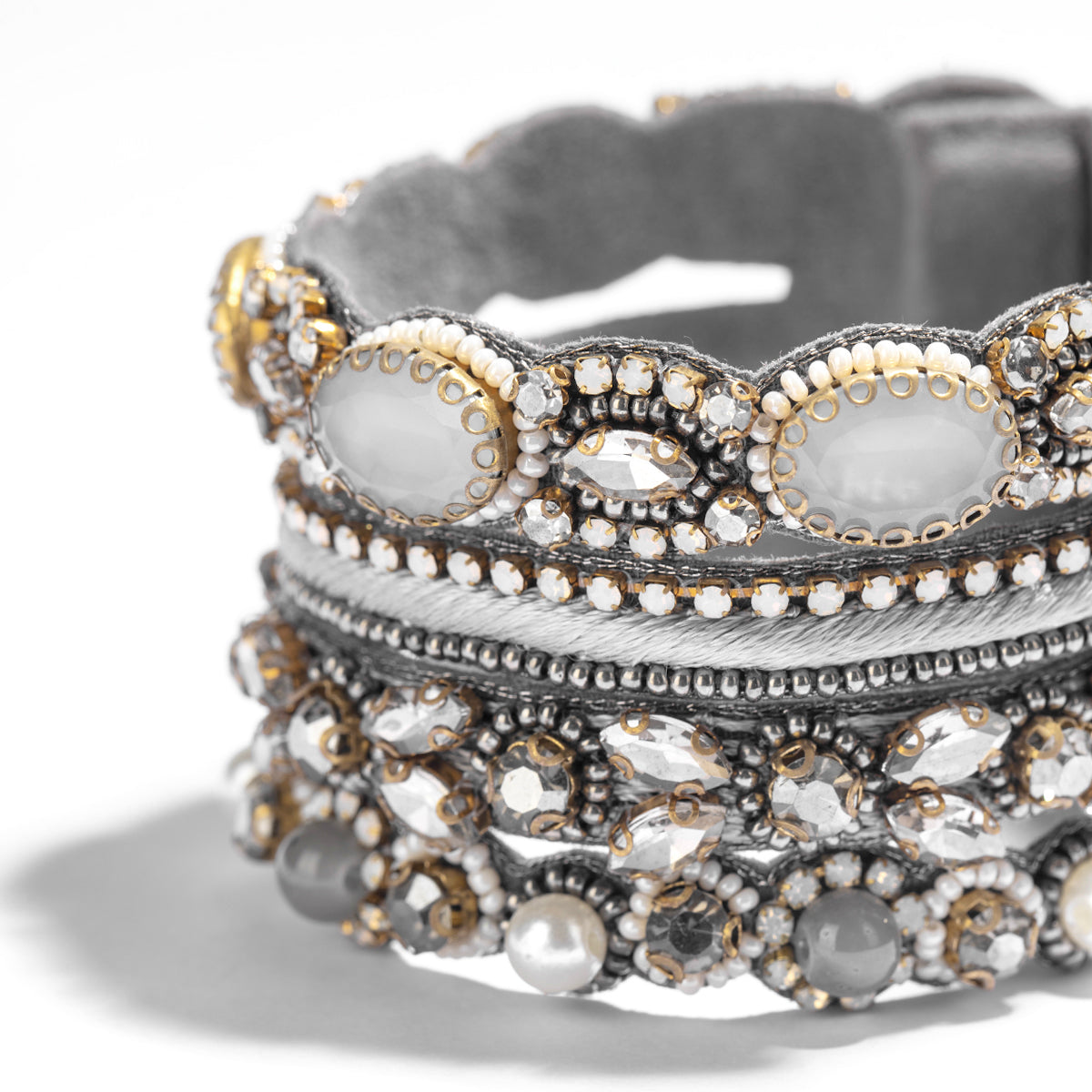 Detail Of Deepa by Deepa Gurnani Handmade Brixie Bracelet in Grey color