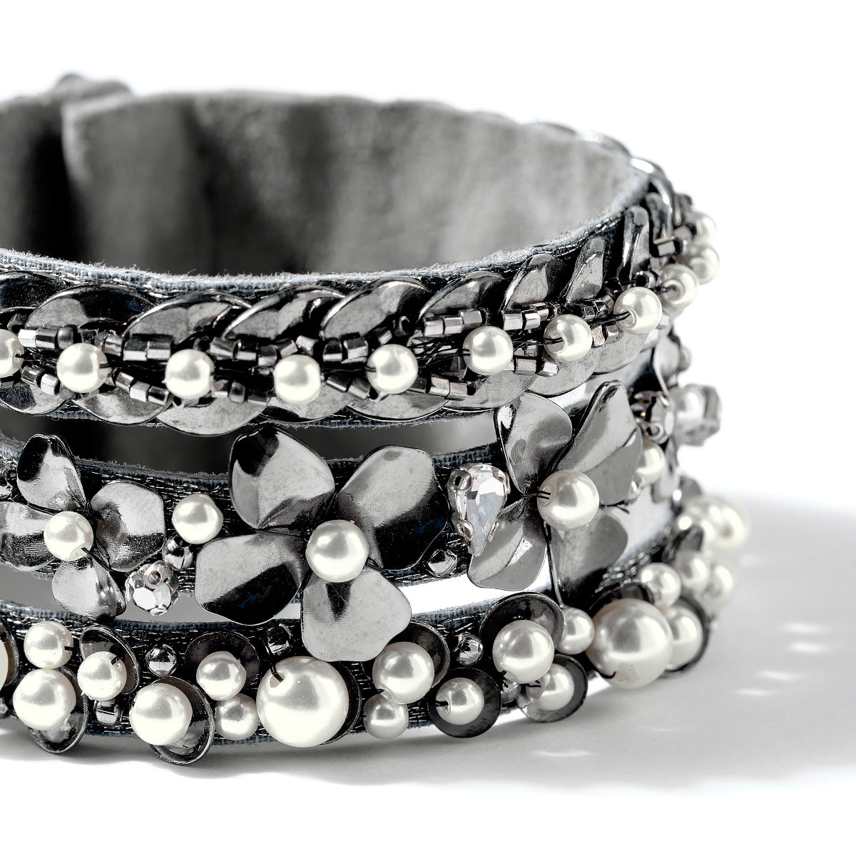 Detail of Handmade Deepa by Deepa Gurnani Lilibeth Cuff in Gunmetal color