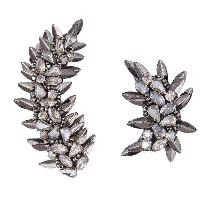 Deepa Gurnani Handmade Rabia Earrings in Gunmetal Colour