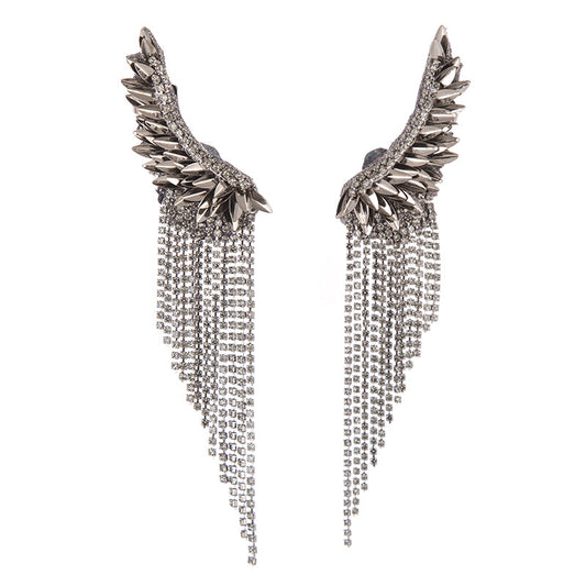 Deepa Gurnani Handmade Thema Earrings in Gunmetal