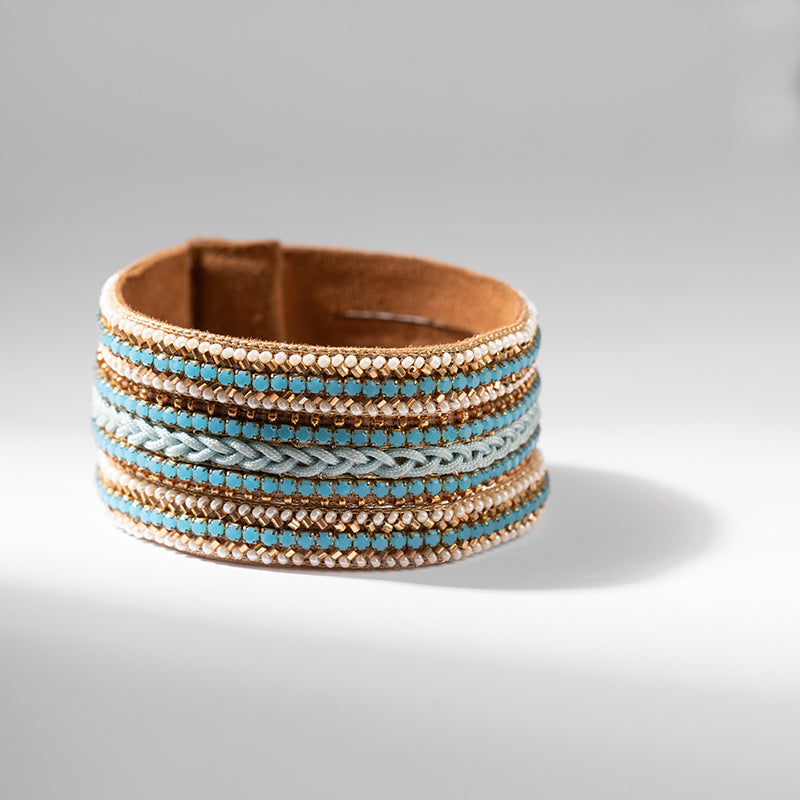 Deepa by Deepa Gurnani Handmade Manny Bracelet In Turquoise Color