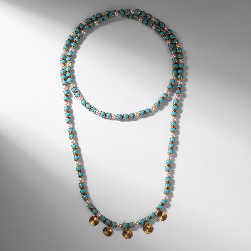 Deepa by Deepa Gurnani Handmade Malena Necklace in Turquoise color