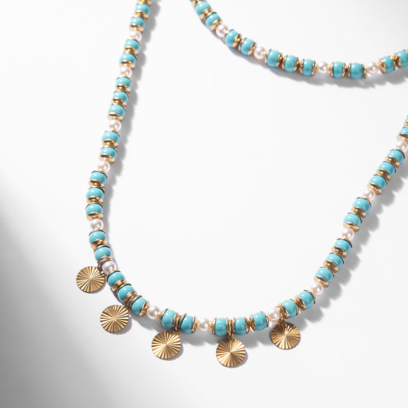 Detail of Deepa by Deepa Gurnani Handmade Malena Necklace in Turquoise color