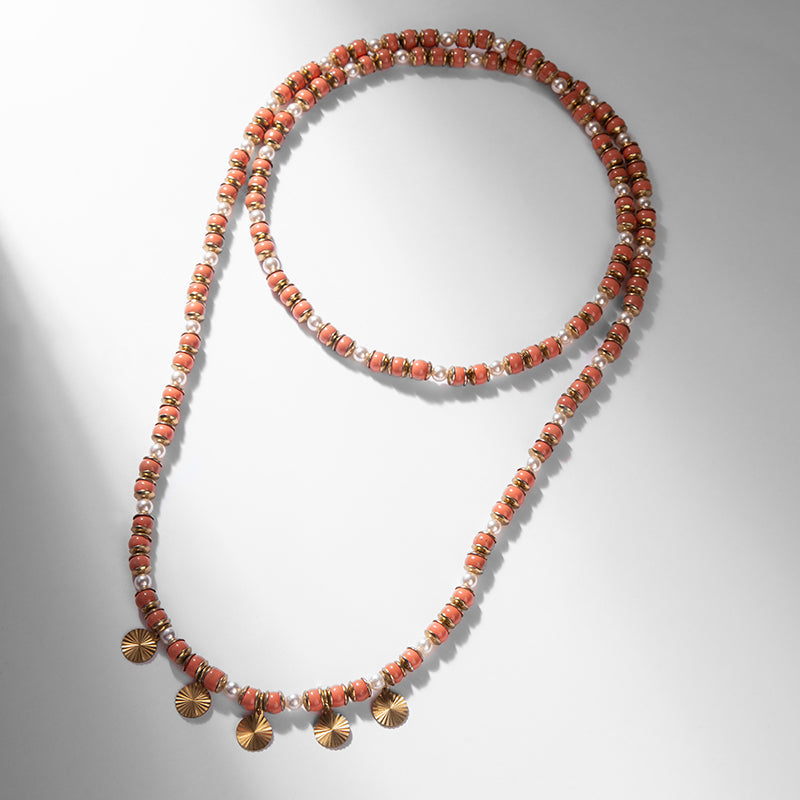 Deepa by Deepa Gurnani Handmade Malena Necklace in Coral color