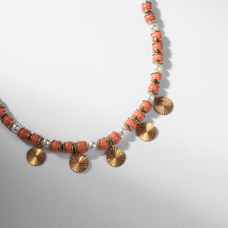 Detail of Deepa by Deepa Gurnani Handmade Malena Necklace in coral Color