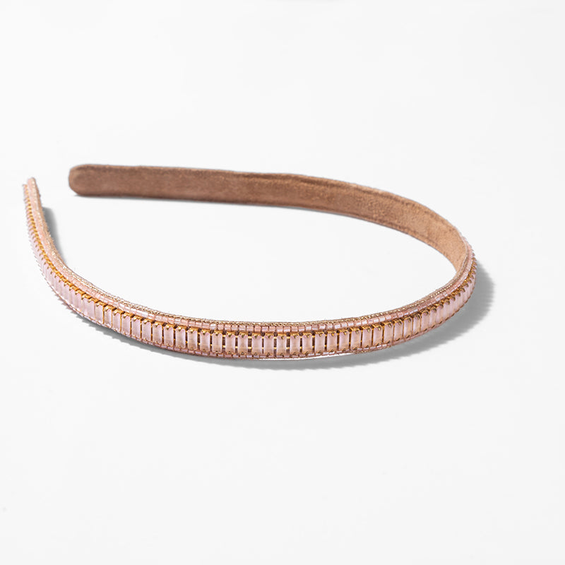 Deepa by Deepa Gurnani Handmade Yanci Headband in Peach Color