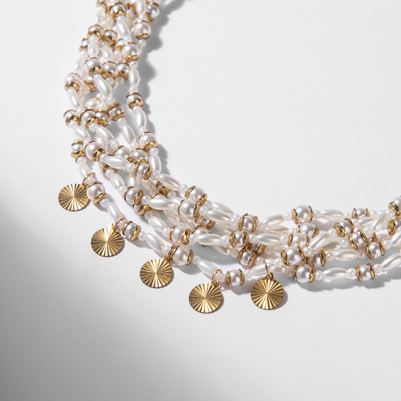 Detail Of Deepa by Deepa Gurnani Handmade Saravia Necklace in Ivory color