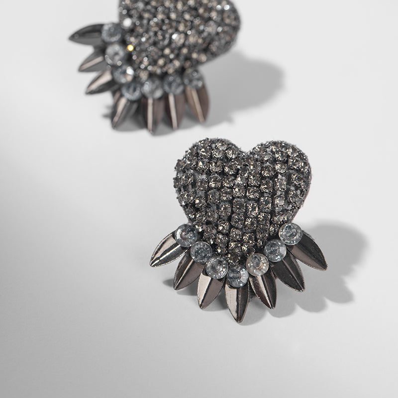 Detail Of Deepa By Deepa Gurnani Danira Earrings in Gunmetal Color