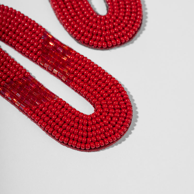 Detail of Deepa by Deepa Gurnani Handmade Olga Earrings in Red Color