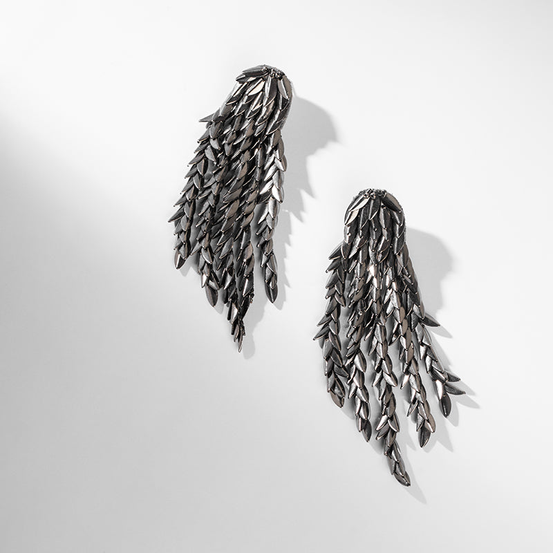 Deepa by Deepa Gurnani Handmade Morrigan Earrings In Gunmetal Color