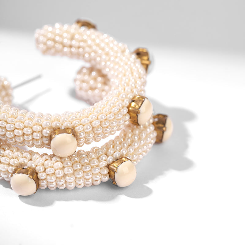 Detail of Deepa by Deepa Gurnani Handmade Hayes Earrings in Ivory Color