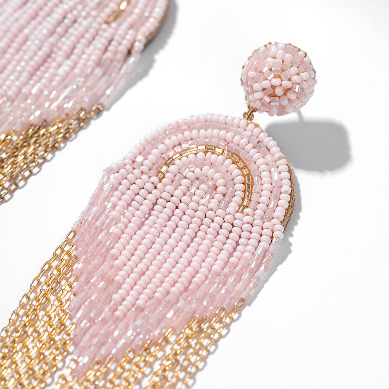 Detail Of Deepa by Deepa Gurnani Handmade Killian Earrings In Baby Pink Color