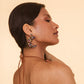 Model Wearing Deepa by Deepa Gurnani Handmade Lavender Earrings In Multi Color