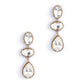 Silver three crystal handmade post earrings