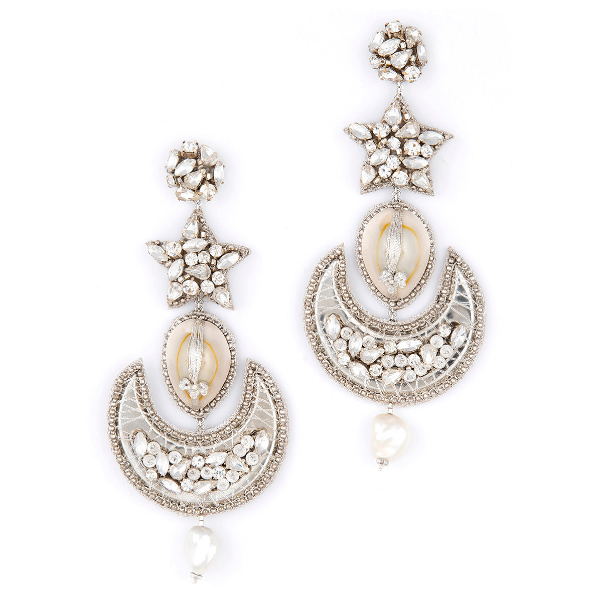 Handmade Deepa by Deepa Gurnani Silver color Keyla Earrings
